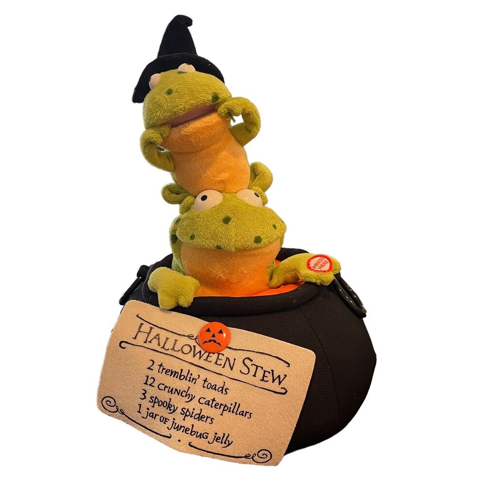 Hallmark Halloween Animated Tremblin Toads Stew Plush Sound Light Toy 2008 READ